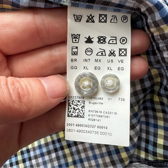 HUGO BOSS PLAID BUTTON UP LONG SLEEVES SHIRT - XL - Picture 7 of 14